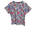 Dickies  Cotton V Neck Scrub Top Small Purple Pink Flowers Medical Vet Uniform Photo 1