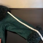 Penny Lane handpainted boho coat, mohair & leather mongolian fur shaggy collar,L Green Size L Photo 12