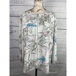 Chico's  1 Zip Up Blouse Womens M Floral Long Sleeve Stretch Lined Photo 2