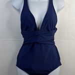Athena Sz 12 Swimsuit Cabana Solids Cross Strap One Piece Soft Cups Navy Women’s Blue Photo 4