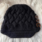 J Crew Black Knit hat with Button Detail Photo 0