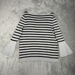 Lane Bryant Sweater Womens 18 20 Black Gray Striped Bell Sleeve Casual Neutral Photo 2