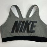 Nike Large L Sports Bra Racerback Spellout Logo Gray Black Workout Fitness Gym Photo 1