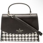 Kate Spade NEW Darcy Woven Houndstooth Top Handle Satchel Leather Black White Photo 0