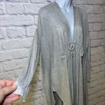 Free People  Long Duster Cardigan Hoodie Sweater Grey Lagenlook Tie Front Photo 5