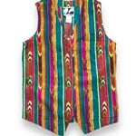 Diane Gilman Vintage  Waistcoat Vest Tan Multicolor Vertical Stripe Southwestern Photo 0