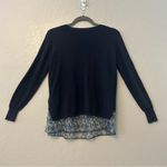 Anthropologie Seen Worn Kept navy blue sweater with layered peekaboo hem small Photo 12