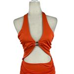Sheseeworld Cut Out Mini Dress Sleeveless Halter Neck Ruched Dress Orange SZ M Size M Photo 2
