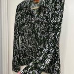 Tory Burch  Green Black White Silk Long Sleeve Button Down Blouse Photo 4