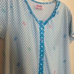 Betsy Womens Nightgown XL Turquoise White Pink Floral Print Bust 38” Length 38” Blue Photo 2