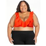 Time & Tru Nwt Women's Plus Size 3XL Ruffled Plunge Bikini top bottom orange Photo 11