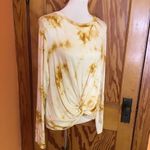 Tie Dye Twist Front Long Sleeve Top Soft Lightweight Casual Gold Size XL Photo 7