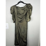 J. Mendel Paris Metallic Ruched Lamé Mini Dress Gold Bronze Size 6 Photo 8