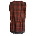 Haute Hippie Silk Plaid Dress L Red Black Lace Trim Gossip Girl Photo 5