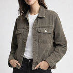 ALLSAINTS  Scalby Olive Brown Cotton Jacket Small Utility Trucker Photo 0