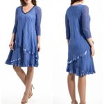 New! Komarov Tiered Chiffon V Photo 1