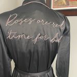 Soma  Black Satiny Robe Rose are Red Time for Bed S/M NWT Sexy Comfy Photo 3