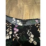 Ann Taylor  Black Purple White Floral Long Sleeve Blouse Bell Sleeve Medium Photo 2