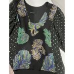 Cynthia Rowley  night out black Metallic Dot Long Sleeve Blouse Top XS Photo 1