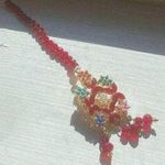 New! Pakistani Indian Bollywood beaded Necklace Choker Earrings Tikka Set Maroon Red Photo 4