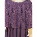 Alex Evenings Women's Plus Size Tea Length Lace Mock Dress Size 14P Plum Photo 4