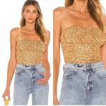 Free People NWOT  Gold Ta Da Sequin Embellished Crop Top Detachable Straps XSMALL Photo 1