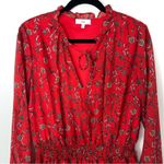Nsr  Red Emma Floral Smocked Long Sleeve Mini Dress Large Photo 3