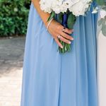 Azazie Steel Blue Bridesmaid Dress Photo 0