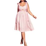 Eloquii  x Melissa Mercedes Fit & Flare Dramatic Bow Pink Midi Dress NEW Size 16 Photo 5