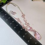 Pale Pink Glass Crystal BEAD necklace with Earrings Set Photo 3