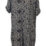 Dee Elle EUC Blue White Nordic Abstract Print Short Sleeve Sweater Dress Tunic S Photo 0