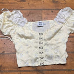 Princess Polly  Allyson yellow summer‎ flowery half top short shirt puff sleeve Photo 0