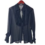 Bottega Veneta  black 100% silk sheer button front blouse sz 42 US 6 Photo 0