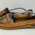 Colorful Leather Huaraches Size MX 5 US 7.5 Women Sandals Green Tan Photo 0