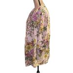 Denim 24/7 Button Down Floral Blouse with Long sleeves that roll to 3/4 length. Pink Size 24W Photo 4