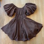 Princess Polly  Dress Brown Mini Puff Sleeve Halton Size 0 Photo 1