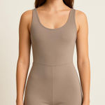 Women's Faded Rose Taupe Sleeveless Romper with Cutout Size S Photo 0