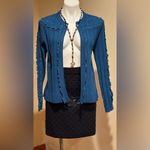 The Great Evystree NWT Ruffles outline Blue No Button Cardigan Condition SZ S Photo 1