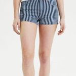 American Eagle NE(X)T Level Stretch Hi Rise Denim Striped Shortie Shorts size 0 Photo 0