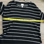 H&M Black White Stripe V Neck Oversized Wool Blend Sweater L Photo 7