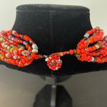 Vibrant beaded orange multicolored necklace. So‎ fun! Make a statement. Photo 3