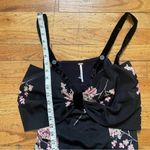 Free People  Black Floral Bow Mini Dress Size Medium Photo 5