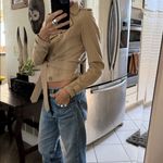 Super cute cropped trench coat rustic raw edge Tan Size undefined Photo 3