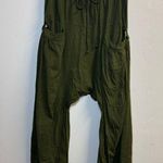 Green harem pants XS / S cotton pockets drawstring Photo 0