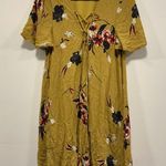 By Together  Mustard Floral Lace-Up Dress Photo 1