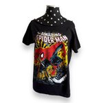 Marvel Womens Tee Sz S Cut Out Neck Spider-Man Black Cartoon Comic Shirt Top Photo 1