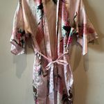 Zhongshan Sang Gorgeous Pink with Cranes Satin Kimono w/ belt Photo 4