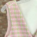 ZARA NWT Vest Tweed Cropped Pink Green Plaid S Pastel Y2K Festival Preppy Chic Photo 3
