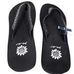 Yellow Box  Rhinestone Flip Flop Sandal 9 Black Leather Upper New Photo 3