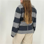 vintage 100% wool striped button down blazer jacket gray black size L Size L Photo 6